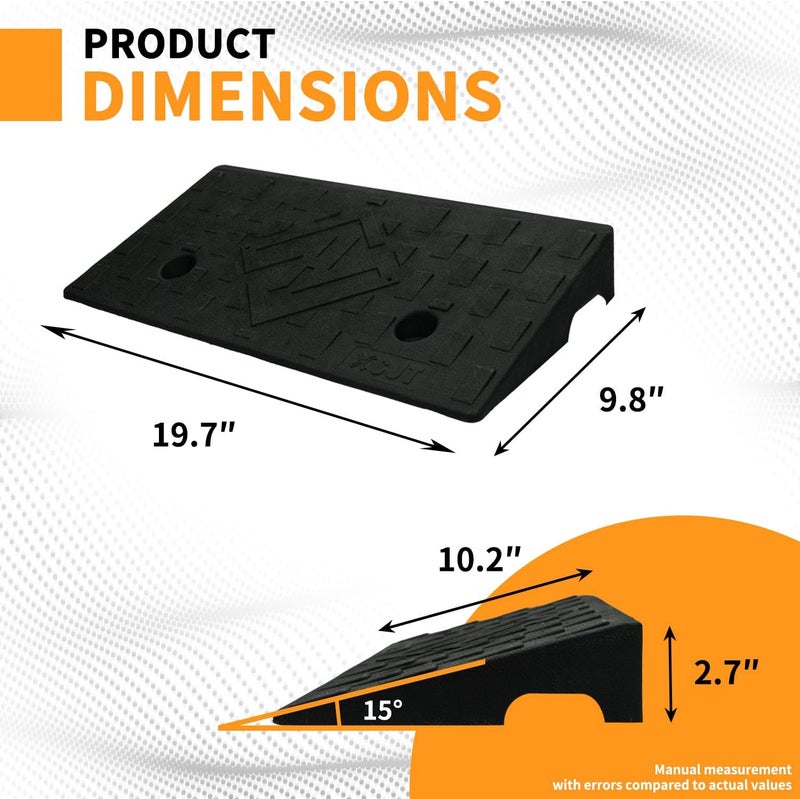 WECARLLE Curb Ramps for Driveway Curb Ramp 2.8 Inch Rise 2 Pack Threshold Ramp for Low Cars Ramps for Lawn Mower to Shed 7000lbs Load Capacity - Image 2